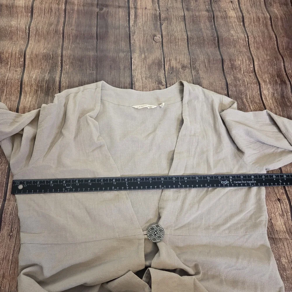 Soft‎ Surroundings Cardigan Womens M Light Peach Open Front Long Sleeve